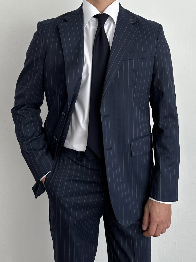 Viscous hand stitch stripe single suit