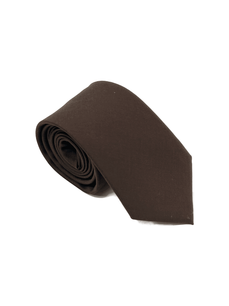 [Made] Wool solid tie. - Brown.