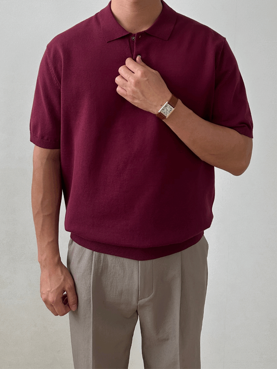 Burton collar short sleeve knitwear