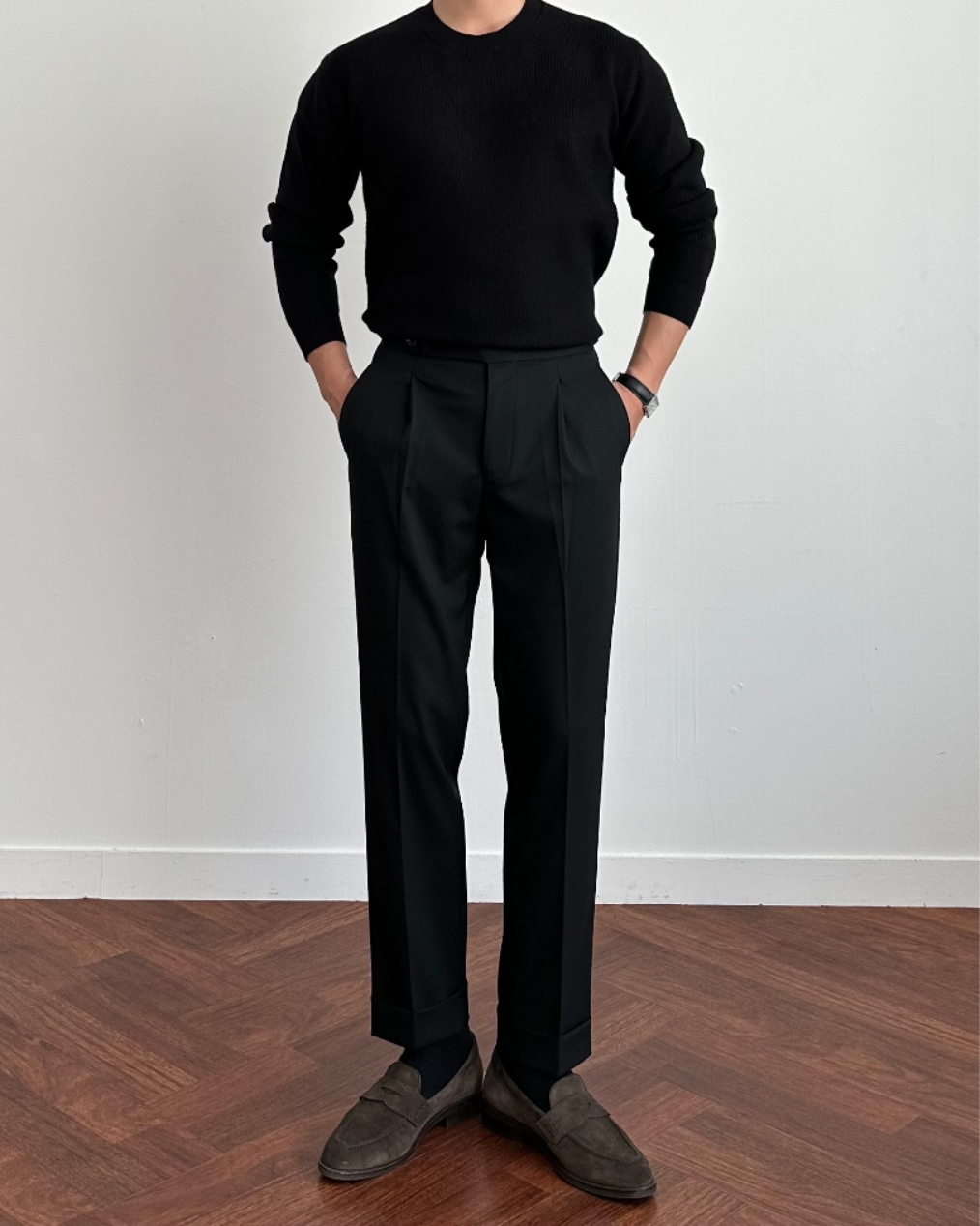 suspenders skirt/pants charcoal color image-S21L26