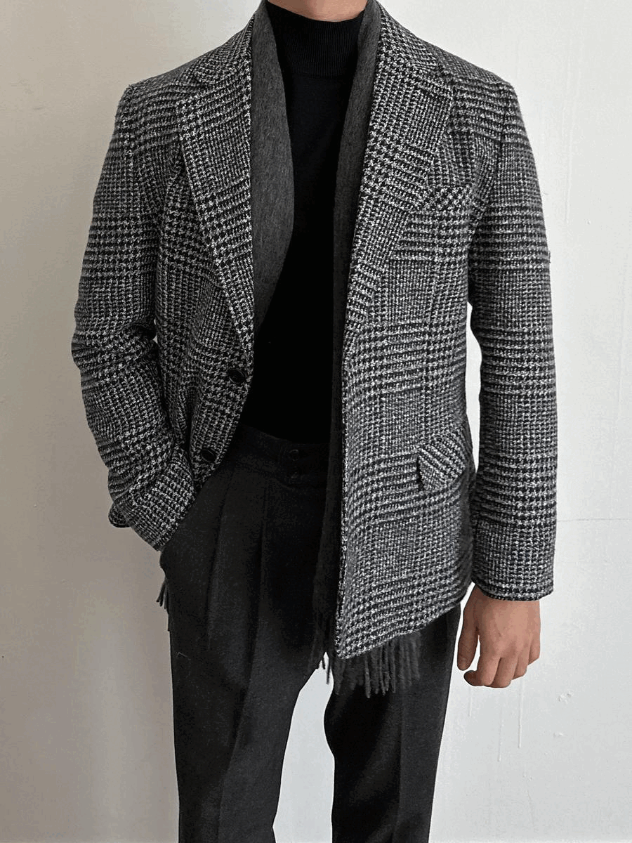 a glen check wool jacket