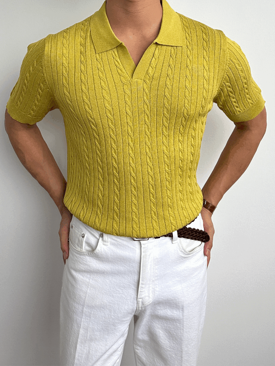 Cable Open Collar Knitwear