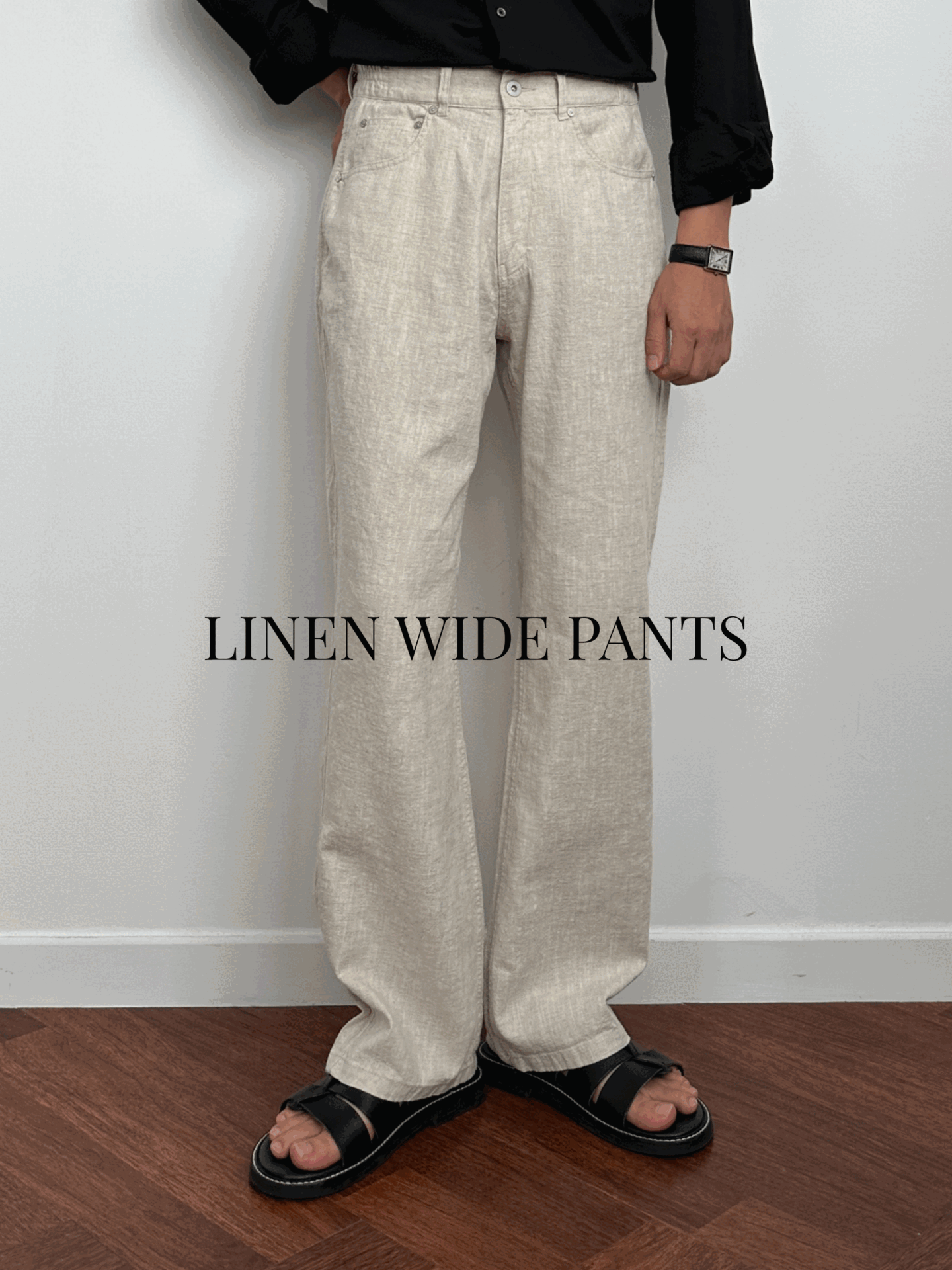 linen wide banded pants